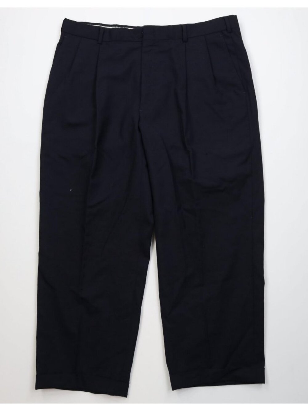 Vtg 90s Streetwear Mens 40x27 Thrashed Wool Pleated Cuffed Wide Leg Chino Pants